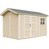 Image de Abri de Jardin Qualité Premium 8,68 m² - H252x250x412 cm - Construction de Panneaux LP Smartside - avec Un Sol et des bardeaux bitumineuxs - Timbela M914A
