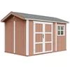Image de Abri de Jardin Qualité Premium 8,68 m² - H252x250x412 cm - Construction de Panneaux LP Smartside - avec Un Sol et des bardeaux bitumineuxs - Timbela M914A-REDWOOD Red