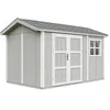 Image de Abri de Jardin Qualité Premium 8,68 m² - H252x250x412 cm - Construction de Panneaux LP Smartside - avec Un Sol et des bardeaux bitumineuxs - Timbela M914A-TUNDRA Grey