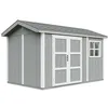 Image de Abri de Jardin Qualité Premium 8,68 m² - H252x250x412 cm - Construction de Panneaux LP Smartside - avec Un Sol et des bardeaux bitumineuxs - Timbela M914A-CAVERN Steel