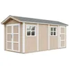 Image de Abri de Jardin Qualité Premium 11,47 m² - H252x250x530 cm - Construction de Panneaux LP Smartside - avec Un Sol et des bardeaux bitumineuxs - Timbela M915C-TERRA Brown