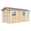Image de Abri de Jardin Qualité Premium 11,47 m² - H252x250x530 cm - Construction de Panneaux LP Smartside - avec Un Sol et des bardeaux bitumineuxs - Timbela M915C-HARVEST Honey