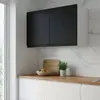 Image de Meuble haut de cuisine blanc mat avec 2 portes noir mat l.100 x H.72 cm GoodHome Garcinia