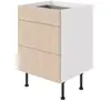 Image de Meuble bas de cuisine avec 3 tiroirs GoodHome Chia effet chêne clair et blanc L. 60 x H. 72 cm