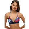 Image de Superdry Haut de bikini triangle pour femme avec logo, Pochoir imprimé bleu tropical, S