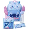 Image de Disney Lilo and Stitch 4 pièces Sac à Dos Filles | Kids Boys Alien Character 3D Ears Rucksack Lunch Bag Pencil Case and Water Bottle | Cadeaux de Sac de Retour à l’école