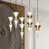 Image de Viokef Suspension LED Venera, hauteur 29 cm, blanc/marron, verre