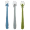 Image de Trixie Lot de 3 cuillères pour bébé en silicone avec pointe souple et manche long Motif animal Passe au lave-vaisselle À partir de 4 mois 16 cm (Mr Shark)