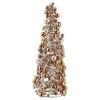 Image de J-Line décoration Cone Mini Boules de Noël - Plastique - Ecru/Or - Small
