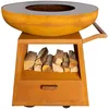 Image de White Fire Nomad Barbecue à Bois en Acier Corten Nomande, 4 Roues, D94,5Cm