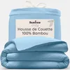 Image de Bambaw Housse de Couette 200x200 Bambou, Housse de Couette Douce et Anti Acariens, Drap en Bambou Refroidissant, Été et Hiver, Drap Hypoallergénique et Rafraîchissant, pour 2 Personnes (Bleu Clair)