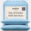 Image de Bambaw Taies Oreillers 50 x 70 cm Bambou, Lot de 2, Drap en Bambou Durable, Taie d'oreiller Anti Acné et Hypoallergénique, Drap Refroidissant et Respirant (Bleu Clair)