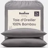 Image de Bambaw Taies d'Oreillers 65 x 65 Bambou, Lot de 2, Drap Rafraichissant, Bon pour Les Cheveux et Le Visage, Taies d'Oreillers Bambou Anti-Transpiration, Drap Anti Acarien (Gris Foncé)