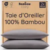 Image de Bambaw Taie d'oreiller 50x75 Bambou, Lot de 2, Taie d'oreiller Anti Acarien et Anti Allergie, Drap en Bambou Durable, Drap Refroidissant et Thermorégulateur (Gris Foncé)
