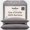 Image de Bambaw Taies d'Oreillers Bambou 80x80 cm, Lot de 2, Drap Fraicheur et Thermorégulateur, Taie Oreiller 80x80 Bambou, Anti Acariens Literie, Drap Rafraichissant Été et Hiver (Gris Foncé)