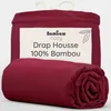 Image de Bambaw Drap Housse Bambou 140x200 cm, pour Matelas Épais Jusqu’à 35cm, Literie Rafraichissante Anti Acarien et Hypoallergénique, Drap en Bambou Thermoregulateur, Certifié Oeko-Tex (Bordeaux)