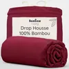 Image de Bambaw Drap Housse 160x200 Bambou, Coupes de 35cm, Drap Housse Doux et Hypoallergénique, Literie Rafraichissante, Linge de Lit Bambou, Literie Anti Acarien, Certifiée Oeko-Tex (Bordeaux)