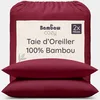 Image de Bambaw Taie Oreiller 80x80 Bambou, Lot de 2, Taie Oreiller Rafraichissante et Thermorégulatrice, Drap Anti Transpiration et Respirant, Anti Acariens Literie, Bambou Drap (Bordeaux)