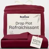 Image de Bambaw Drap Plat Bambou 240x290 cm, Drap Rafraîchissant, Anti Acariens, et Hypoallergénique, Linge de Lit en Bambou pour 2 Personnes, Qualité Hôtellerie, Certifié Oeko-Tex (Bordeaux)