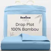 Image de Bambaw Drap Plat en Bambou 180x290 cm, Drap Refroidissant, Anti Acarien et Anti Allergique, Linge de Lit Bambou Respirant, Certifié Oeko-Tex (Bleu Clair)