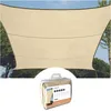 Image de Perel Voile d’ombrage carrée 5 x 5 m en HDPE Respirant et perméable pour Jardin et terrasse, Protection UV 90%, Toile rafraîchissante, Champagne