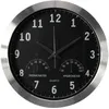 Image de Perel Horloge Murale, Rond, analogique, 35,5 cm, Heure pilotée (DCF), avec thermomètre et hygromètre, Aluminium, Argent