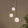 Image de Lucide Suspension Bina, longueur 45 cm blanc/noir, porcelaine à 3 lampes.