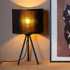 Image de Lucide Lampe à poser Tagalog en bambou, noire, trépied