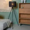 Image de Lucide Lampe sur pied Tagalog en bambou, noire, trépied