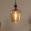 Image de Lucide Suspension Ilona, verre, Ø 22 cm, noir/ambre, 1 lampe