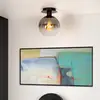 Image de Lucide Plafonnier Marius, abat-jour verre, noir, 1 lampe