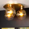 Image de Lucide Plafonnier Marius, doré, Ø 50 cm, verre, à 3 lampes