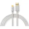 Image de NEDIS - Câble USB - USB 2.0 - Fiche A - Type-C  - 480 Mbps - 10 W - Plaqué or - 2 m - Rond - Tressé/Nylon - Aluminium