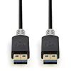 Image de Câble USB - USB 3.2 Gen 1 - USB-A Mâle - USB-A Mâle - 5 Gbps - Plaqué Or - 2.00 m - Rond - PVC - Anthracite - Boîte
