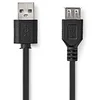 Image de Nedis Câble USB | USB 2.0 | USB-A Mâle | USB-A Femelle | 480 Mbps | Plaqué Nickel | 1.00 m | Rond | PVC | Noir | Sac en Plastique