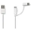 Image de NEDIS Câble de synchronisation et de Chargement USB 2.0 A mâle - Micro B mâle avec Adaptateur Lightning, Longueur 1 m, Noir