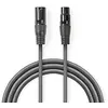 Image de NEDIS Câble audio équilibré - XLR mâle 3 broches - XLR femelle 3 broches - Nickelé - 15 m - Rond - PVC - Gris foncé - Emballage carton