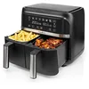 Image de Nedis - Friteuse à air chaud - Deux paniers séparés - Technologie de circulation de l'air à grande vitesse - 40-200 °C - Minuterie de 1 à 60 minutes - Protection contre la surchauffe - 2 x 3,8 l -