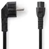 Image de NEDIS Câble d'alimentation, fiche de Contact de Protection, IEC-320-C5, coudé, Droit, nickelé, 3 m, Rond, PVC, Noir, avec Sac en Plastique