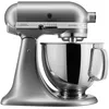 Image de KitchenAid Robot Pâtissier - Artisan - Robot cuisine multifonctions à tête inclinable - Batteur avec 5 accessoires et 2 bols inox de 4,8 et 3 L - Gris argent