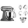 Image de Robot pâtissier KITCHENAID 5KSM175EMS gris étain, 4,8 L, bol avec poignée + bol 3 L, batteur souple et couvercle