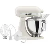 Image de KitchenAid Classic Robot Pâtissier 4.3L à Tête Inclinable, 10 Vitesses Démarrage Doux, Batteur Plat, Crochet & Fouet, Mélange Planétaire, 59 Points de Contact, Blanc Porcelaine