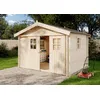 Image de Alpholz Abri de jardin EVERE en bois d'épicéa - Avec paroi de 19 mm d'épaisseur - Abri de jardin en bois avec matériel de montage et feutre de toit - Dimensions : 330 x 270 cm - Toit à pente