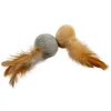 Image de duvoplus, Cushy ba Les en Peluche avec Plumes 2pc - 12x4x5cm Brun/Gris, Jouet, Brun/Gris, Chat