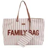 Image de CHILDHOME, Family Bag, Sac à Langer, Sac de Voyage/Week-end, Grande Contenance, Pochette incluse détachable, Rayures Terracotta