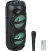 Image de Party Light & Sound - Pluton - Enceinte, Baffle de 2 x 8 /20cm de 300W sur Batterie Rechargeable - Effet Lumineux - 1 Micro Filaire et 1 télécommande - Bluetooth, USB, Micro SD et TWS - Noir