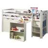Image de VIPACK PINO LIT Mezzanine, Bureau, BIBLIOTHEQUE ET Commode 2 Portes Blanc, Pin Massif