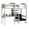Image de Vipack Lit Mezzanine en Bois Pin Blanc avec Bureau et Couchage D'appoint Pino, 90cm x 200cm