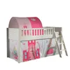 Image de Vipack Scott Lit Mezzanine et Rideau et Tunnel Princess, Pine Wood, Blanc, 90 x 200 cm