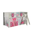 Image de Vipack Scott Lit Mezzanine et Rideau Princess 3 Sacs Rangement, Blanc, 90 x 200 cm